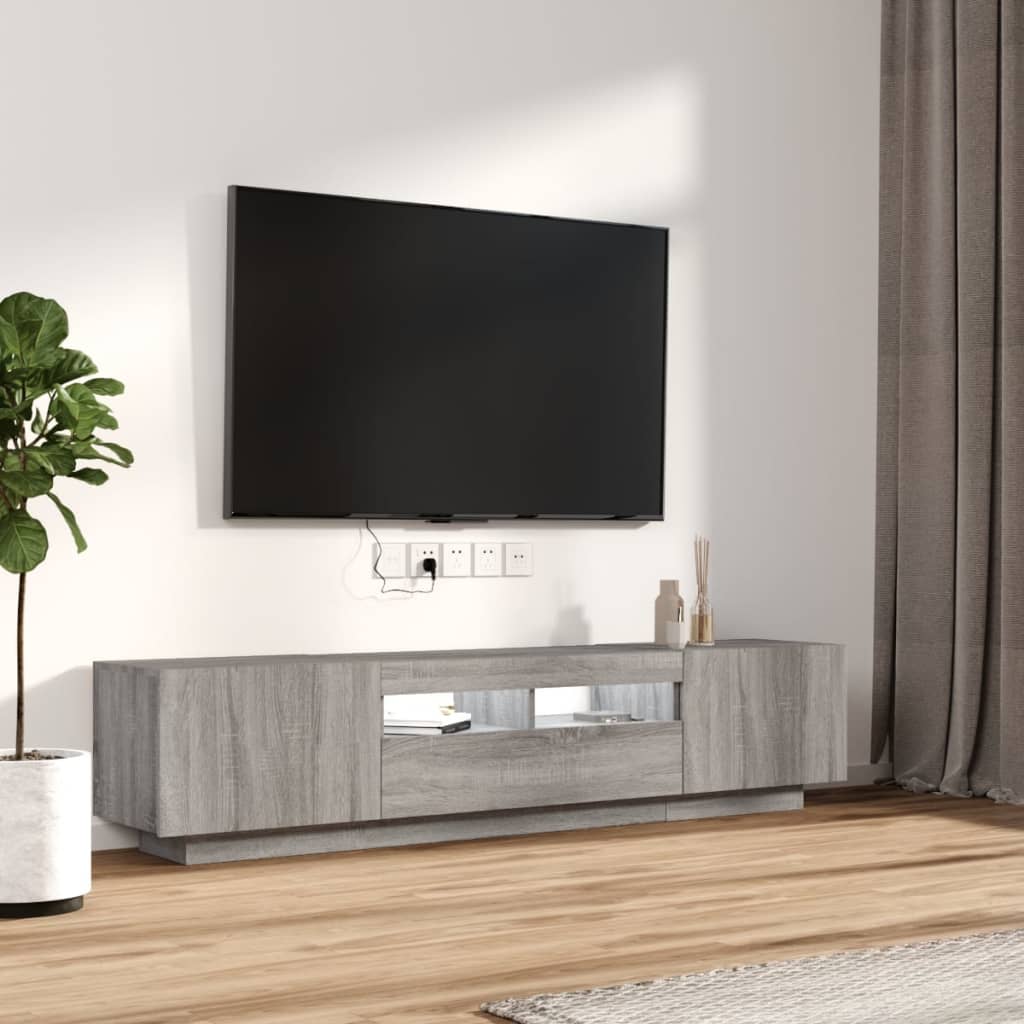 vidaXL Conjunto móveis de TV 2 pcs c/ LEDs madeira cinzento-claro