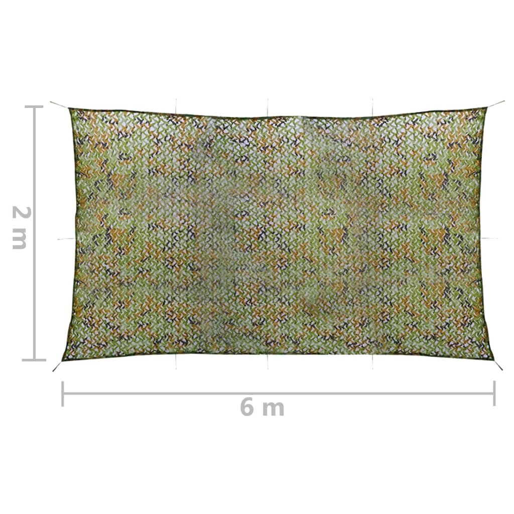 vidaXL Rede de camuflagem com saco de armazenamento 2x6 m verde