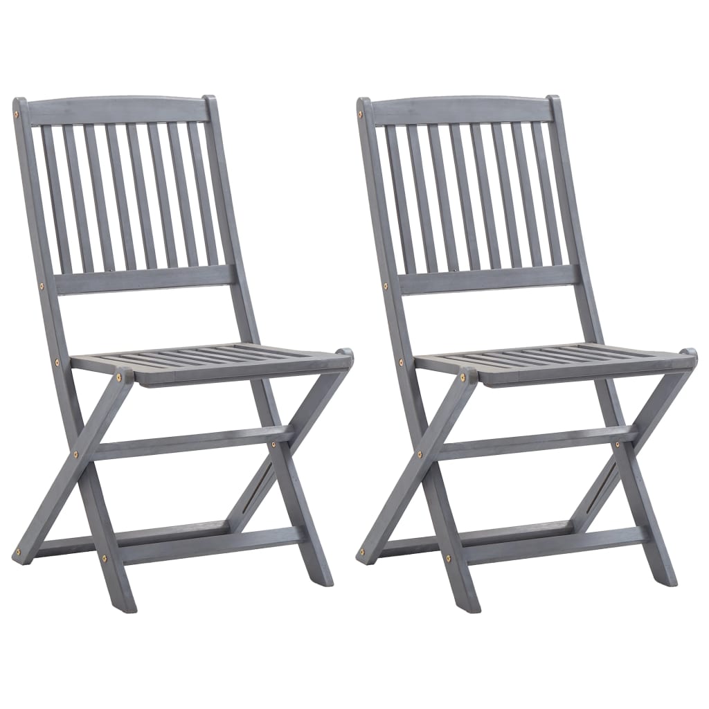 vidaXL Cadeiras de jardim dobráveis 2 pcs madeira acácia maciça