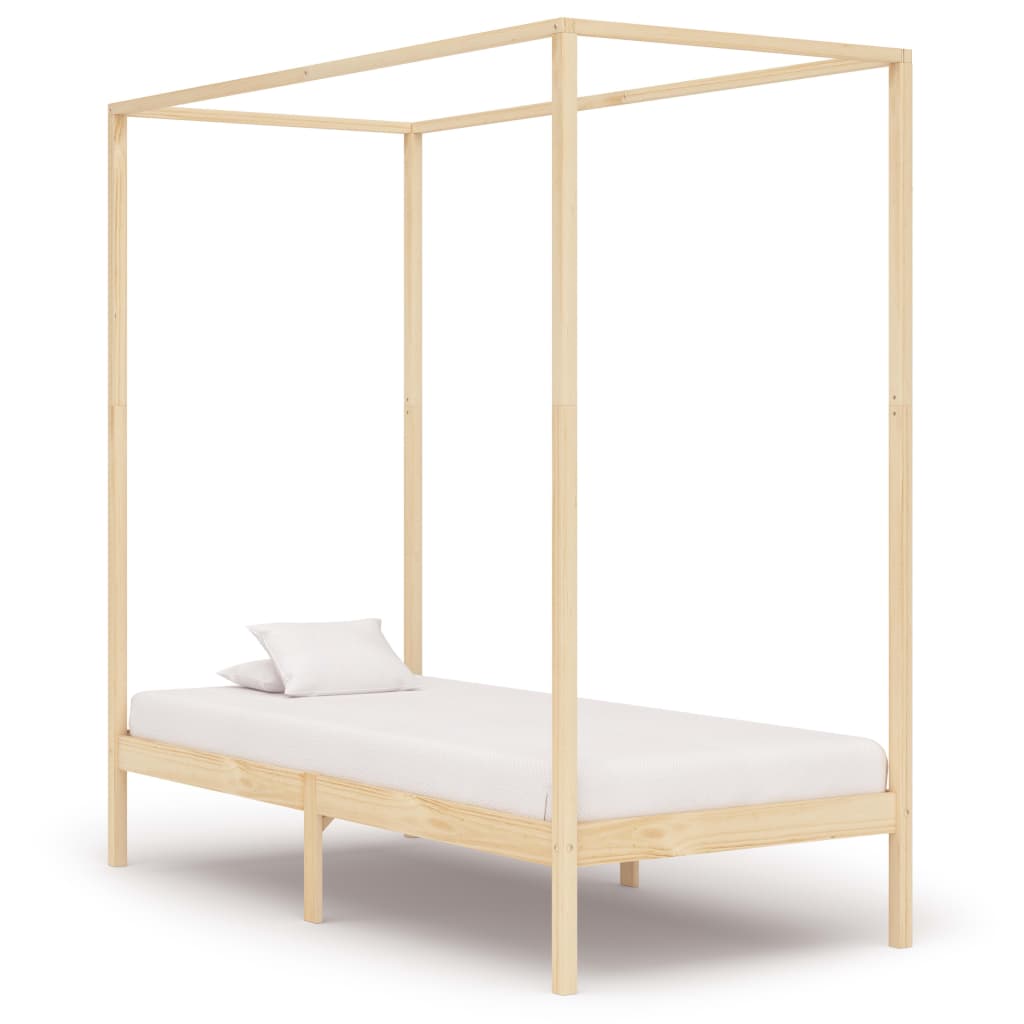 vidaXL Estrutura de cama com toldo 100x200 cm pinho maciço