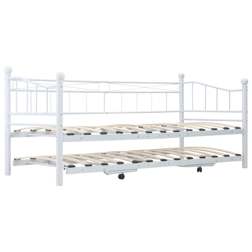 vidaXL Estrutura de cama em aço 180x200/90x200 cm branco