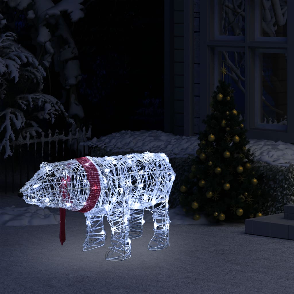 vidaXL Decoração de Natal urso com 45 luzes LED 71x20x38 cm acrílico