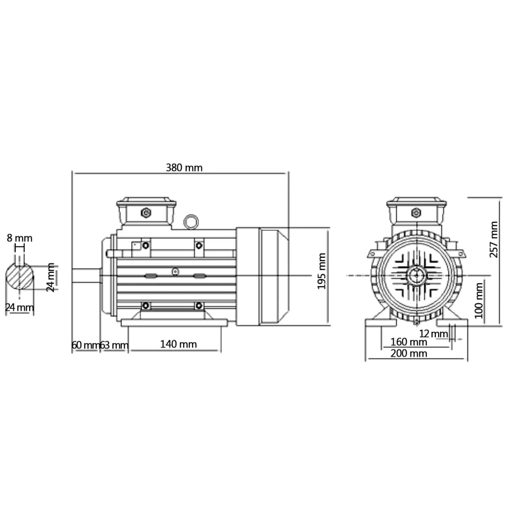 vidaXL Motor de 3 fases elétrico alumínio 3kW/4CV 2 polos 2840 rpm