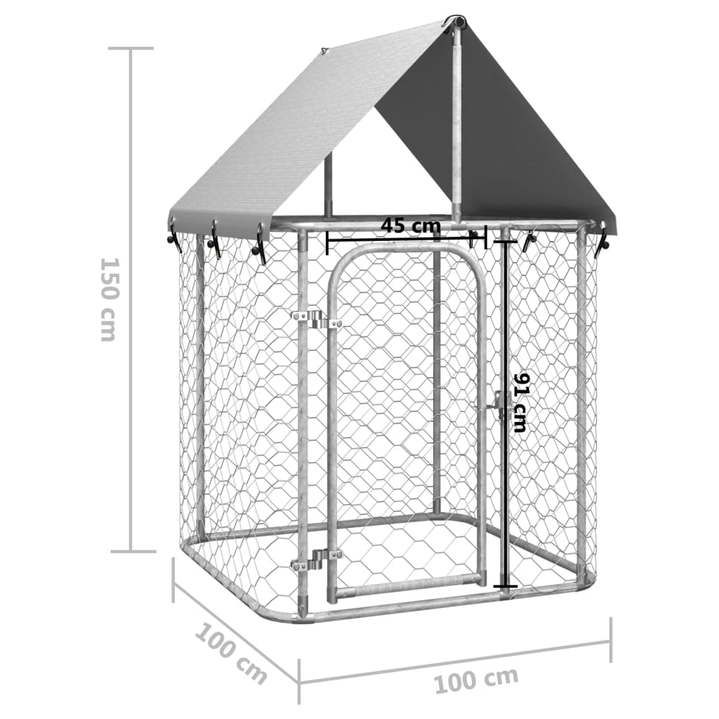 vidaXL Canil de exterior com telhado 100x100x150 cm