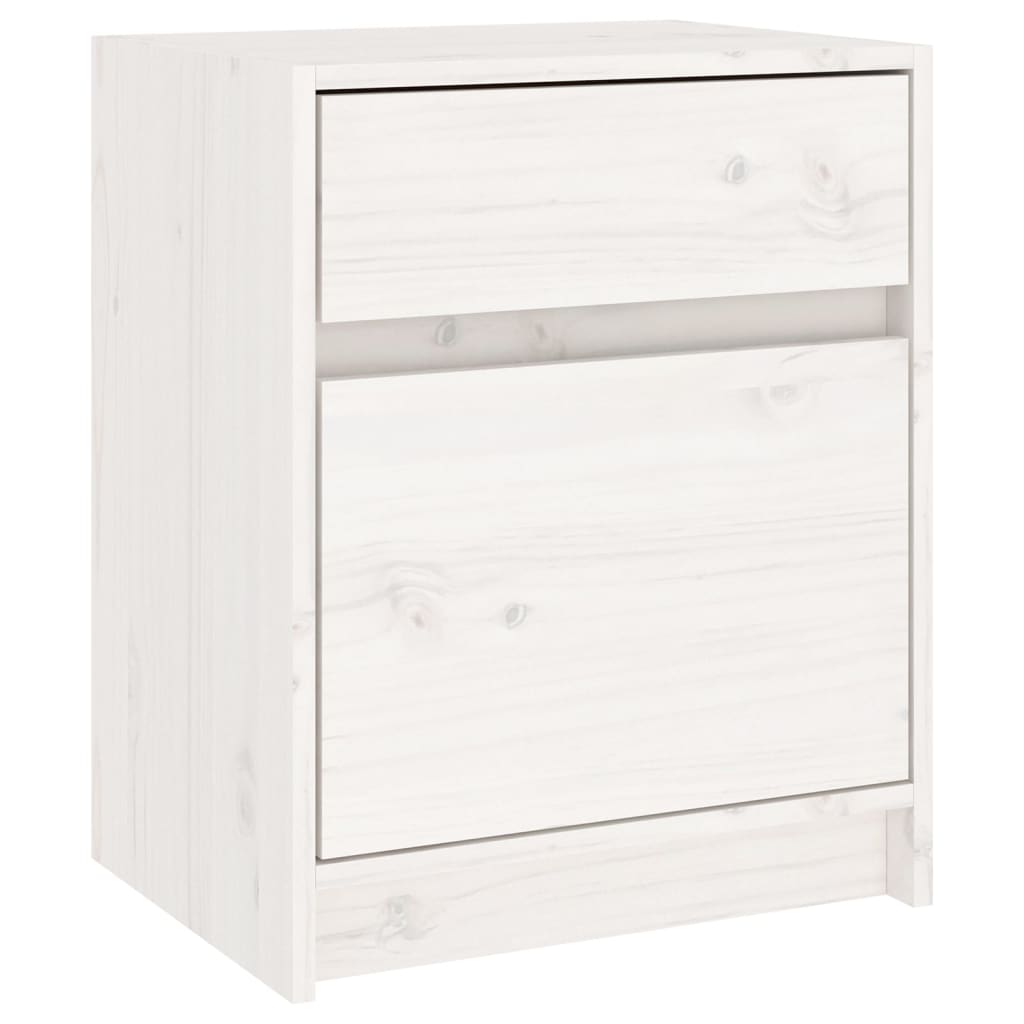 vidaXL Mesa de cabeceira 40x31x50 cm madeira de pinho maciça branco
