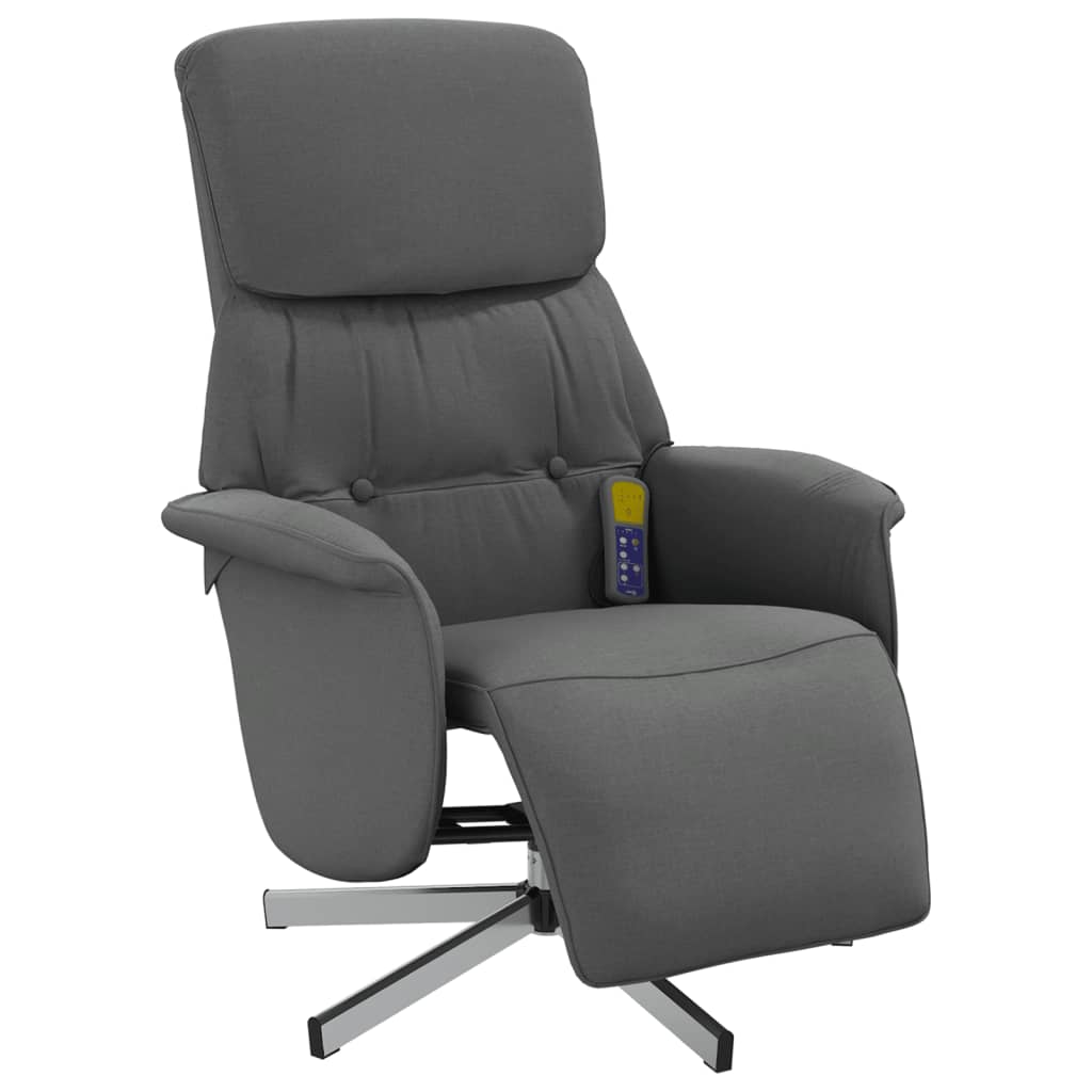 vidaXL Cadeira massagens reclinável c/ apoio pés tecido cinza-escuro