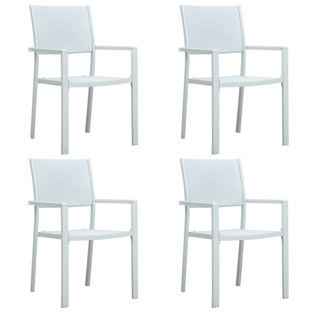 vidaXL Cadeiras jardim 4 pcs plástico branco aspeto vime