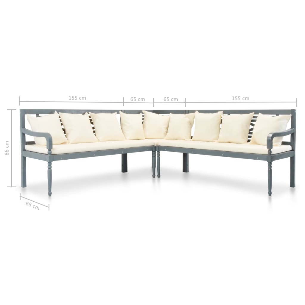 vidaXL Conjunto sofá de canto e mesa de exterior 16 pcs acácia maciça