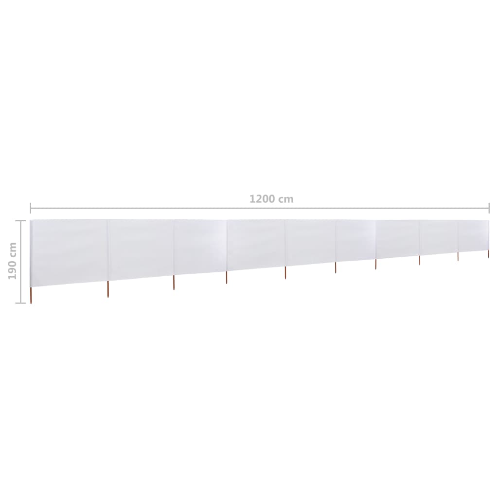 vidaXL Para-vento com 9 painéis em tecido 1200x160 cm cor areia branco