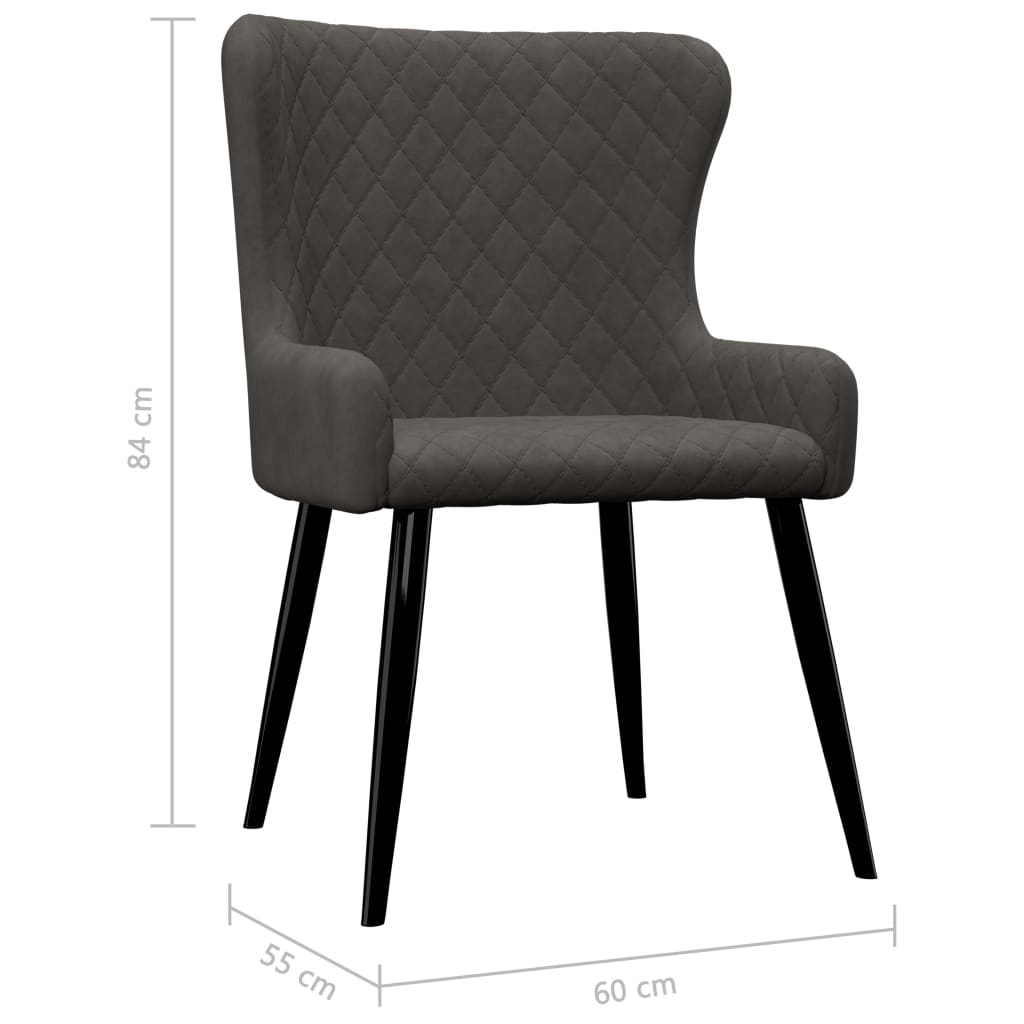 vidaXL Cadeiras de jantar 2 pcs veludo cinzento