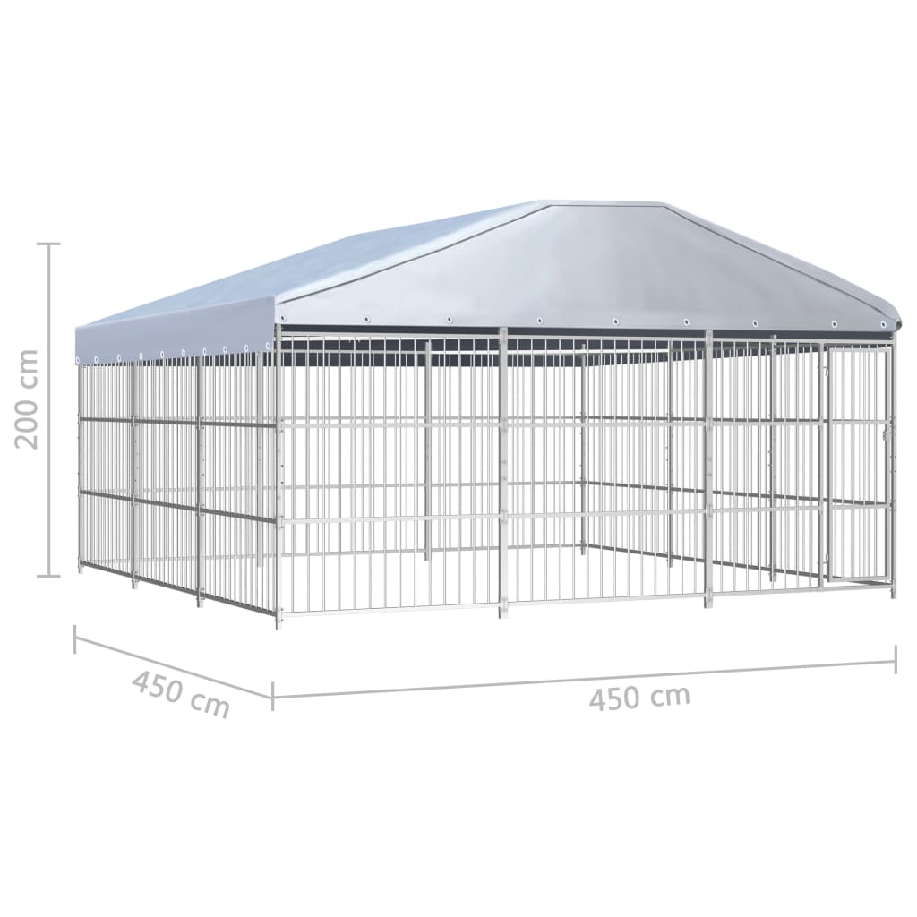 vidaXL Canil de exterior com telhado 450x450x200 cm