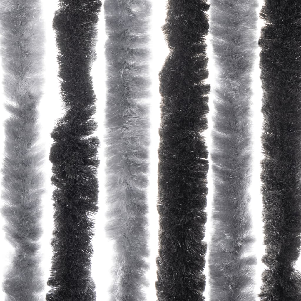 vidaXL Cortina anti-insetos 100x220 cm chenille cinzento e preto