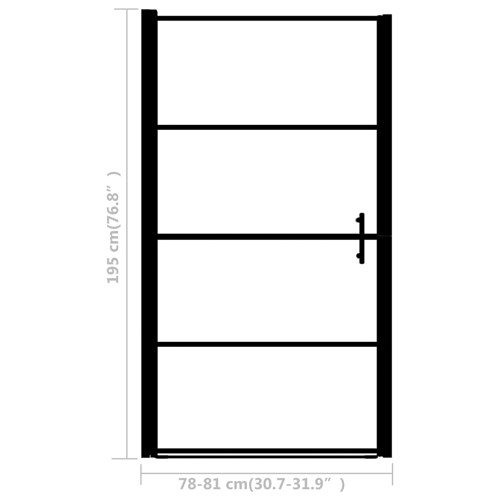 vidaXL Porta de chuveiro vidro fosco temperado 81x195 cm preto