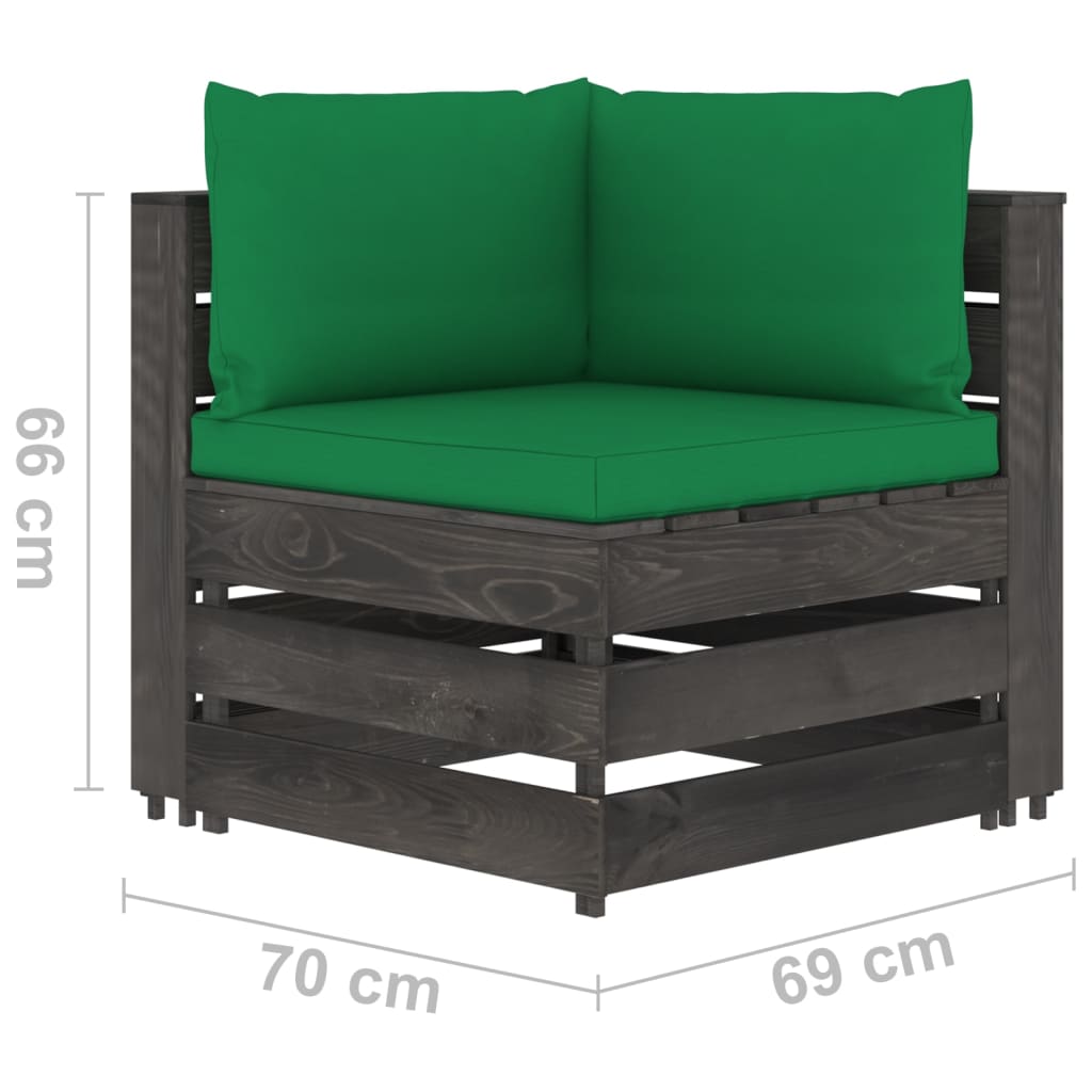 vidaXL 4 pcs conj. lounge jardim + almofadões madeira impreg. cinzento
