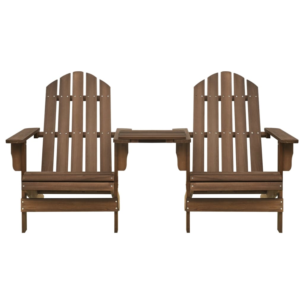 vidaXL Cadeiras jardim Adirondack + mesa centro madeira abeto castanho