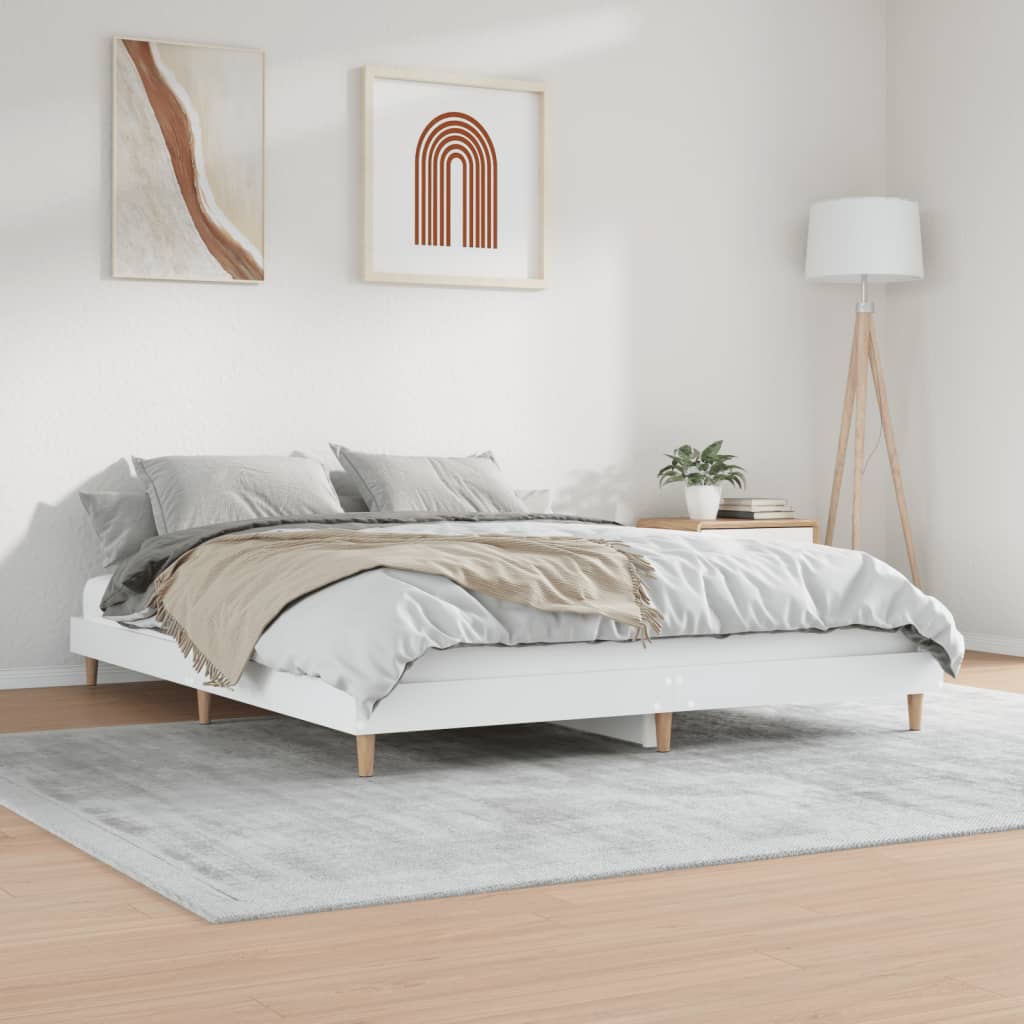 vidaXL Estrutura de cama 150x200 cm derivados de madeira branco