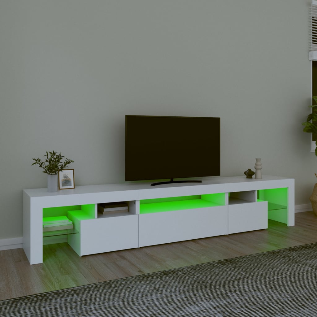 vidaXL Móvel de TV com luzes LED 215x36,5x40 cm branco