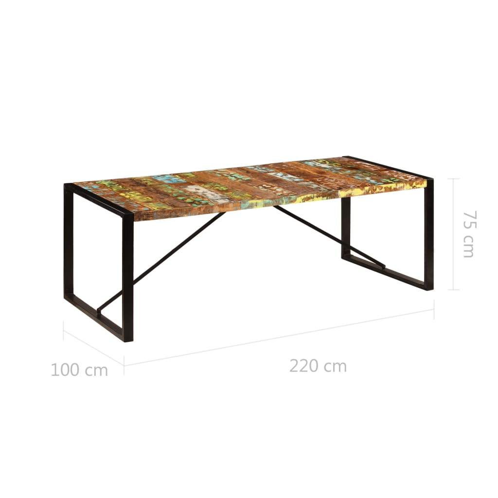 vidaXL Mesa de jantar madeira recuperada maciça 220x100x75 cm
