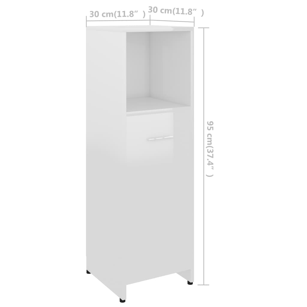 vidaXL 4 pcs conj. móveis casa de banho contraplacado branco brilhante