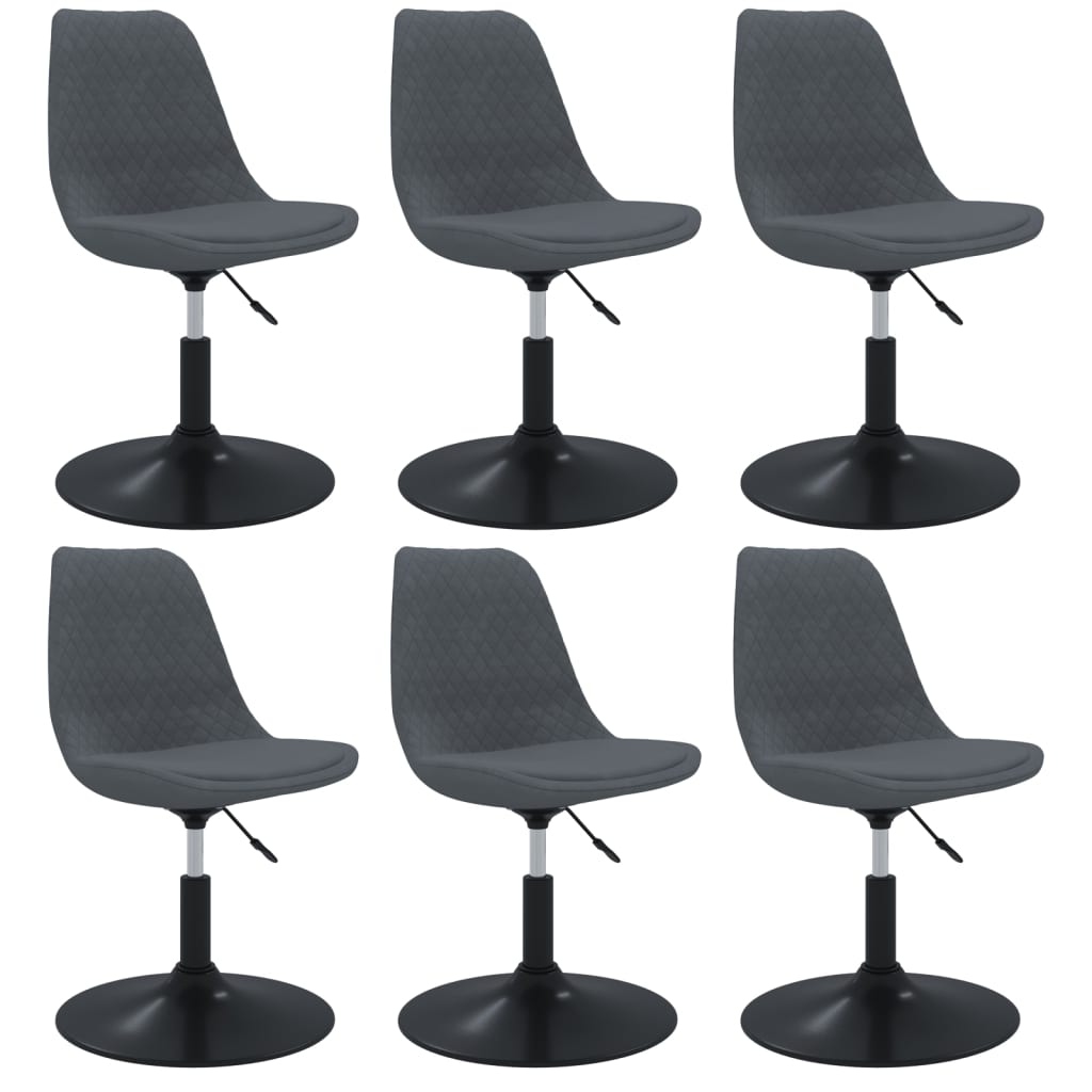 vidaXL Cadeiras de jantar giratórias 6 pcs veludo cinzento-escuro