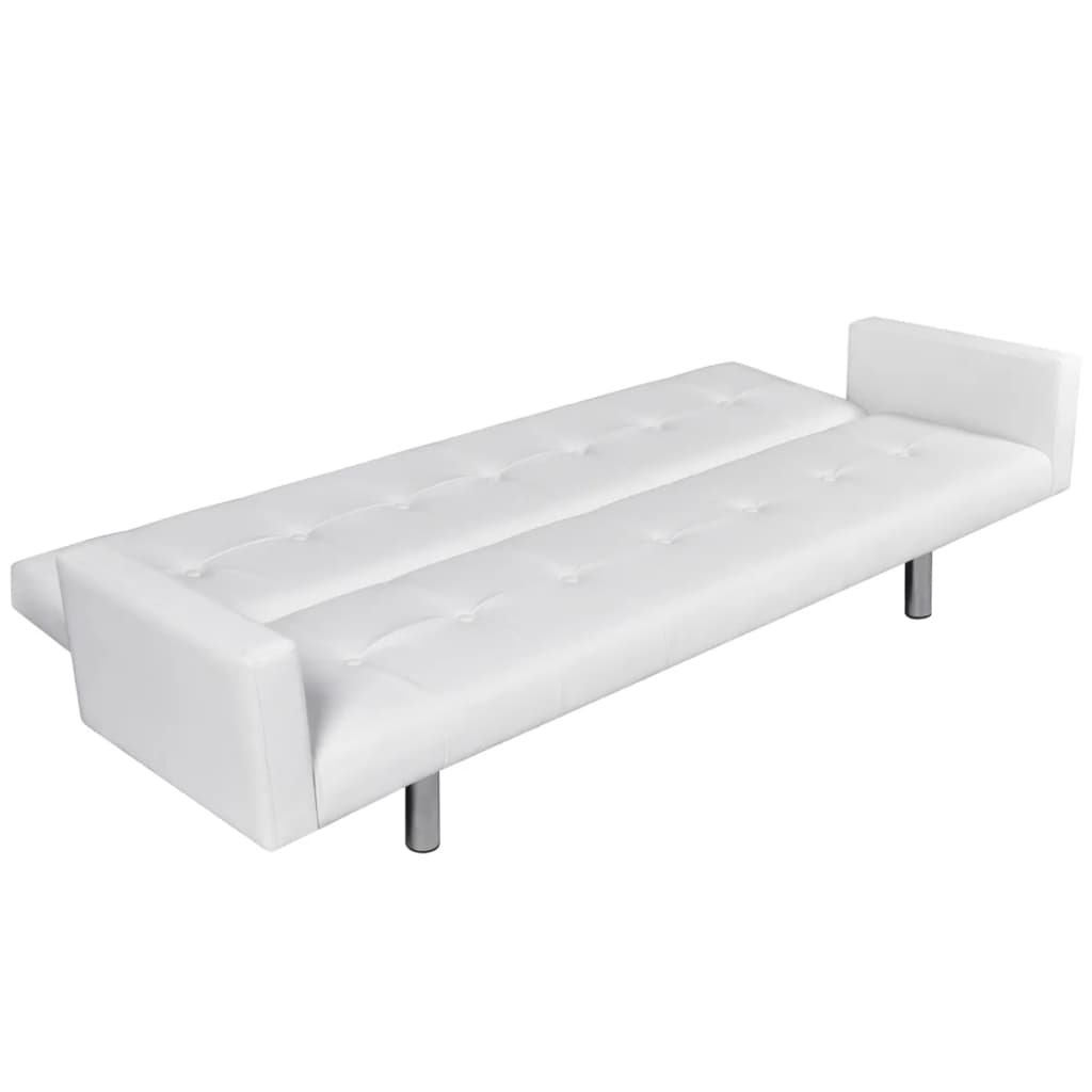 vidaXL Sofá-cama com apoios de braço, couro artificial branco