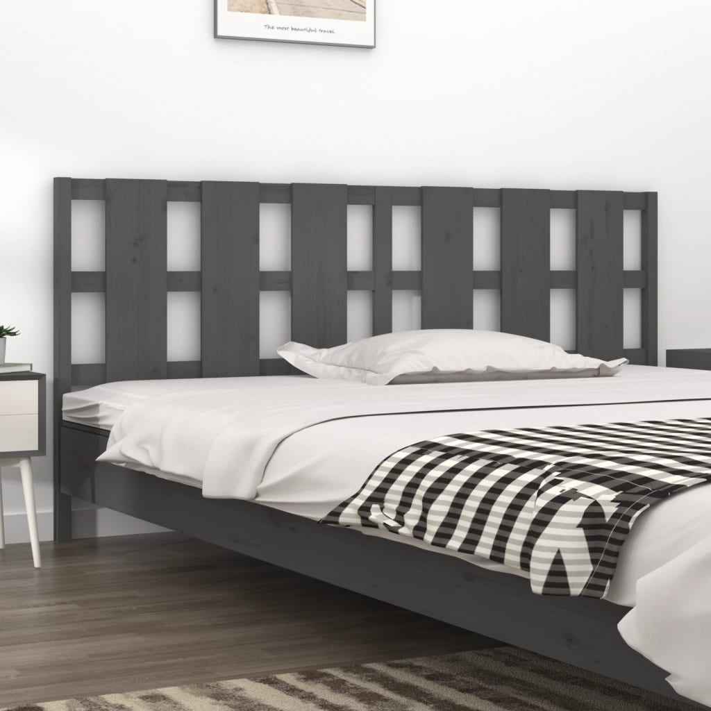 vidaXL Cabeceira de cama 205,5x4x100 cm pinho maciço cinzento