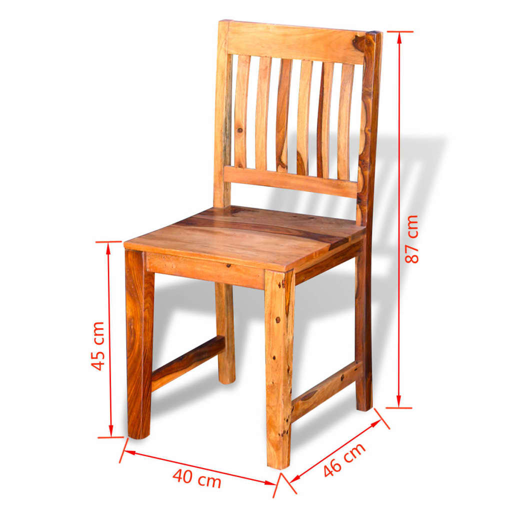 vidaXL Cadeiras de jantar, madeira sheesham sólida 2 pcs