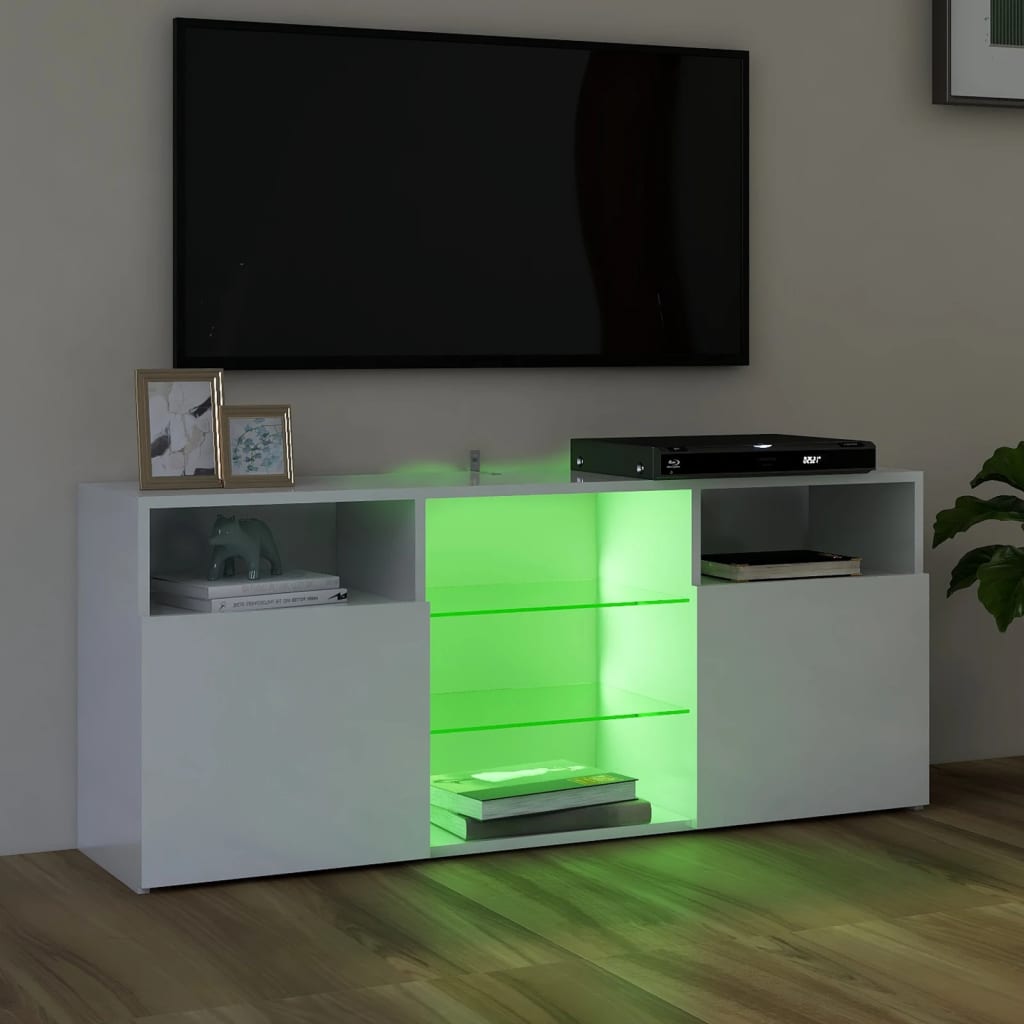 vidaXL Móvel de TV com luzes LED 120x30x50 cm branco brilhante