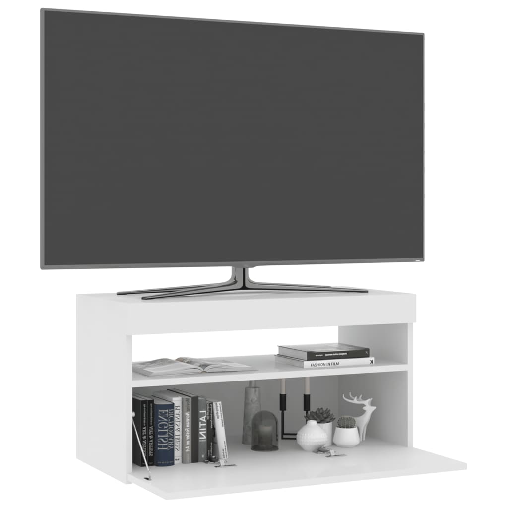 vidaXL Móvel de TV com luzes LED 75x35x40 cm branco