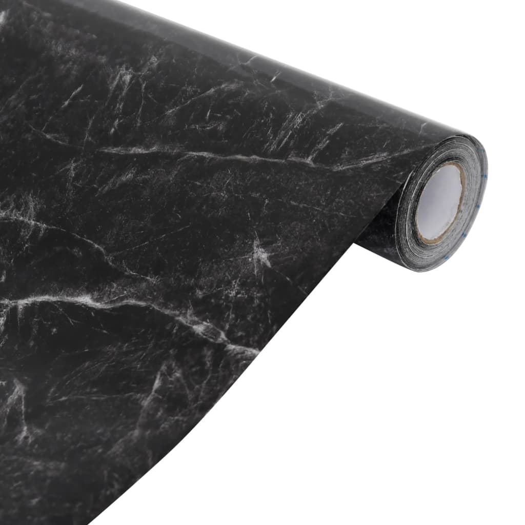 vidaXL Autocolante para móveis preto mármore 90x500 cm PVC