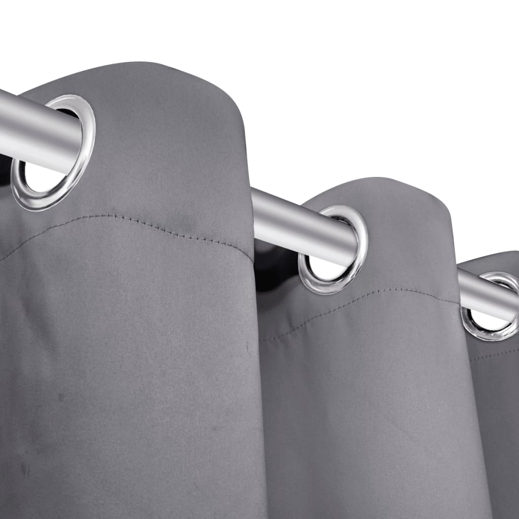 Cortinas opacas com anéis metálicos, cinzento, 2 pcs,135 x 245 cm