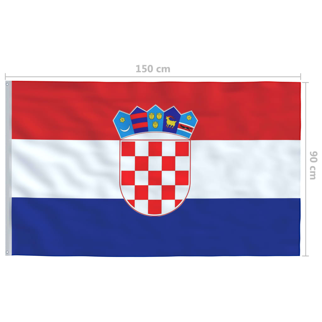 vidaXL Bandeira da Croácia com mastro de alumínio 6 m