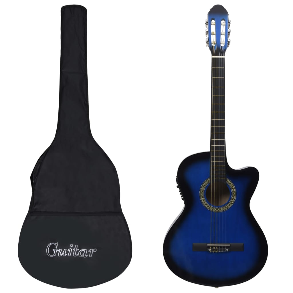 vidaXL 12 pcs conjunto de guitarra com equalizador e 6 cordas azul