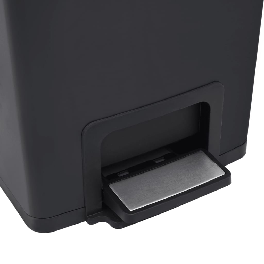 vidaXL Caixote lixo pedal anti-impressão digital 30 L aço inox. preto
