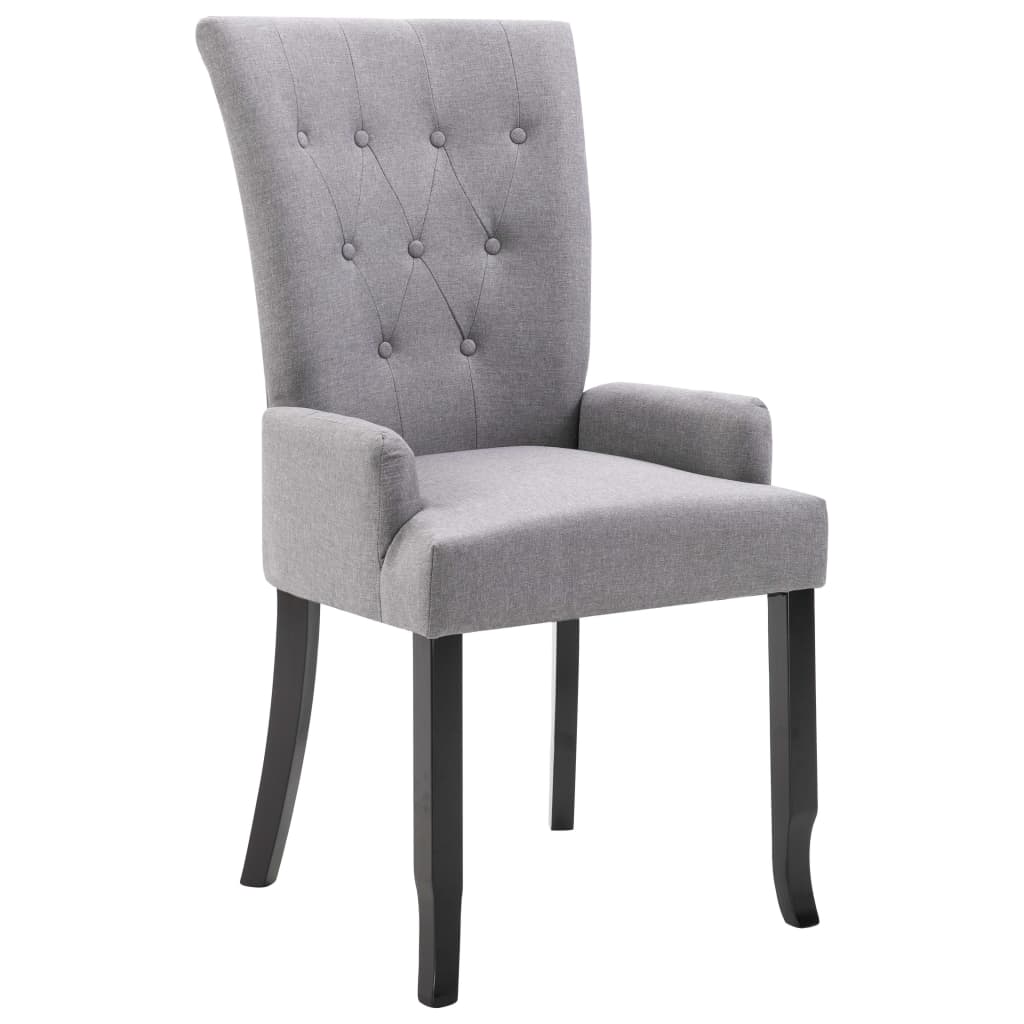 vidaXL Cadeira de jantar com apoio de braços tecido cinzento-claro