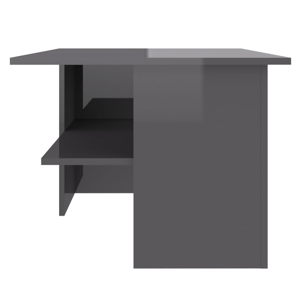 vidaXL Mesa de centro 90x60x46,5 cm contraplacado cinzento brilhante