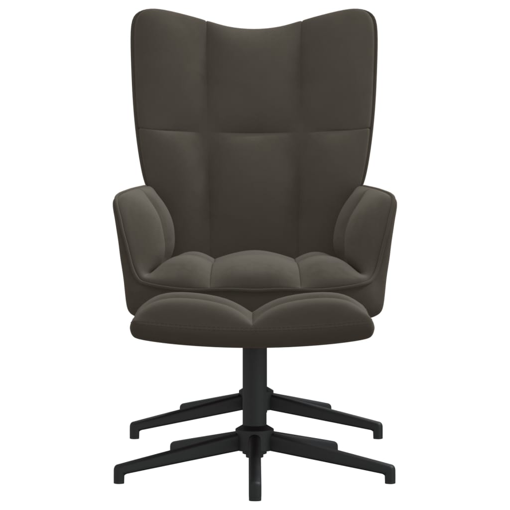 vidaXL Cadeira de descanso com banco veludo cinzento-escuro
