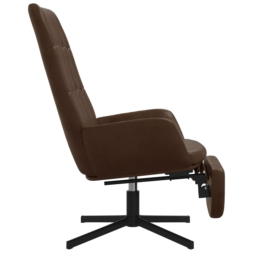 vidaXL Cadeira de descanso + apoio couro artificial castanho brilhante