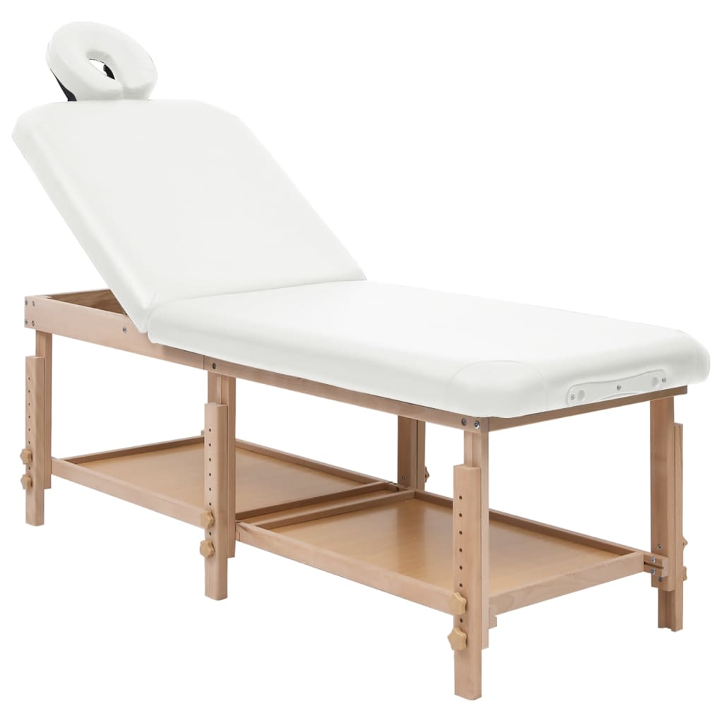 vidaXL Mesa de massagens com 2 zonas couro artificial branco