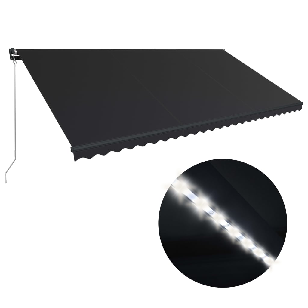 vidaXL Toldo retrátil manual c/ LED 600x300 cm antracite