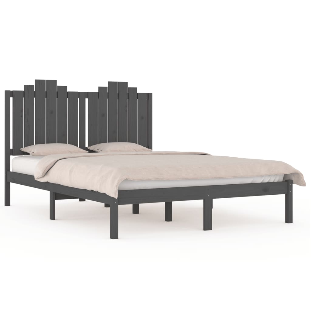 vidaXL Estrutura de cama 120x200 cm madeira de pinho maciça cinzento