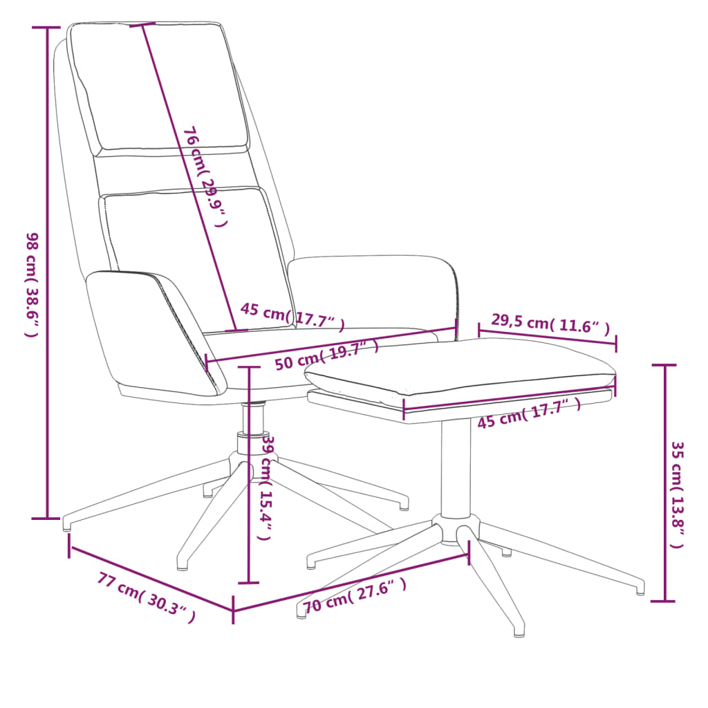 vidaXL Cadeira de descanso com banco microfibra cinza-acastanhado
