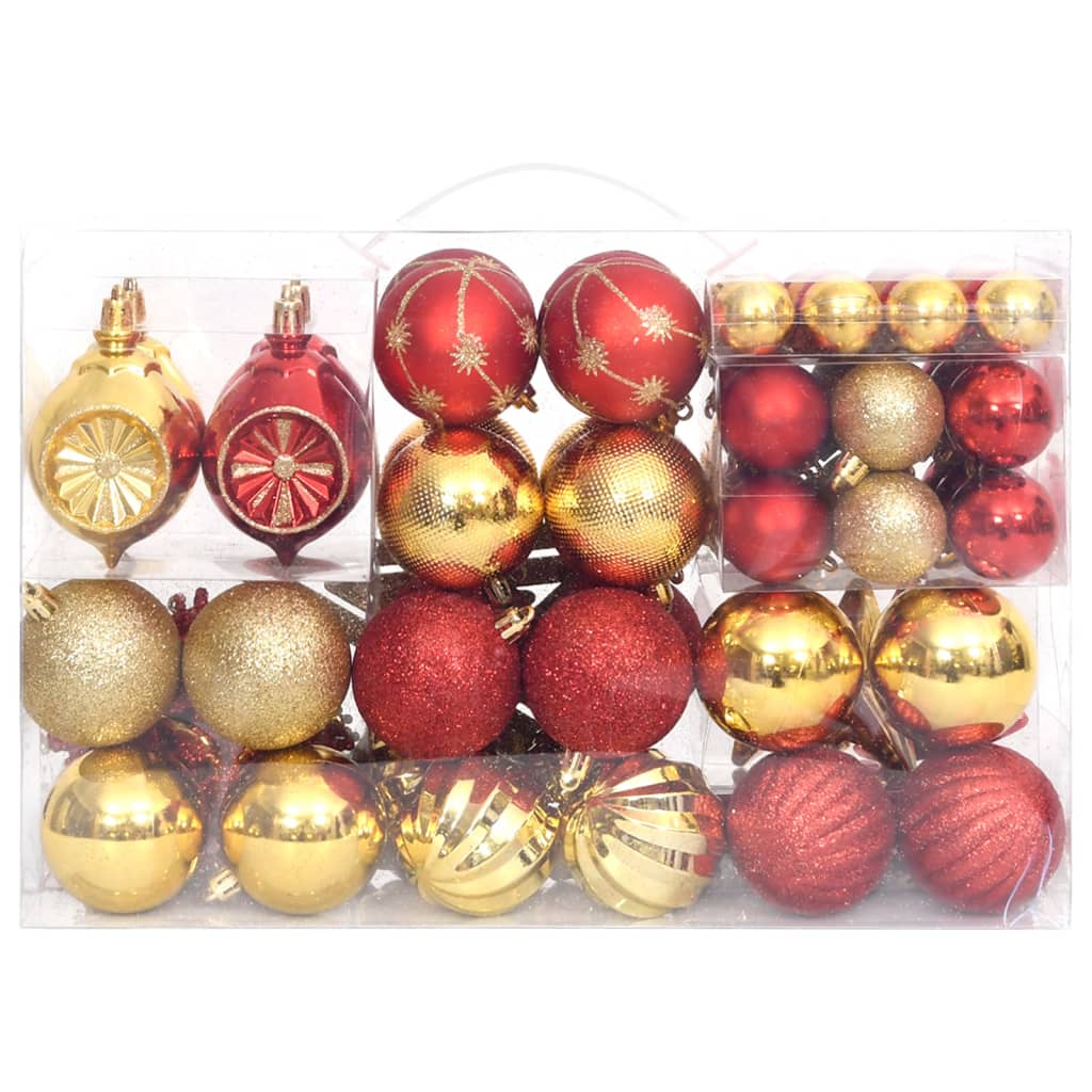 vidaXL 108 pcs conjunto de enfeites de Natal dourado e vermelho