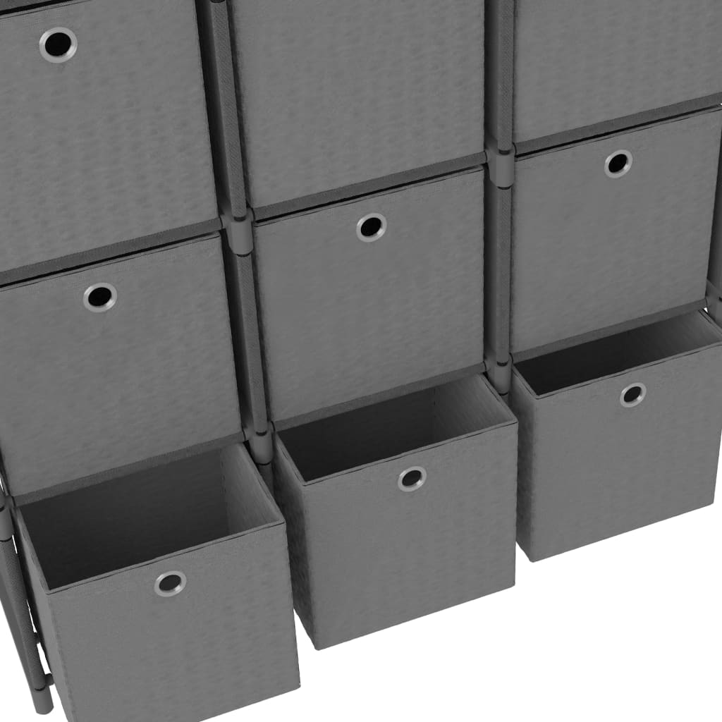 vidaXL Unid. prateleiras 12 cubos c/ caixas 103x30x141 cm tecido cinza