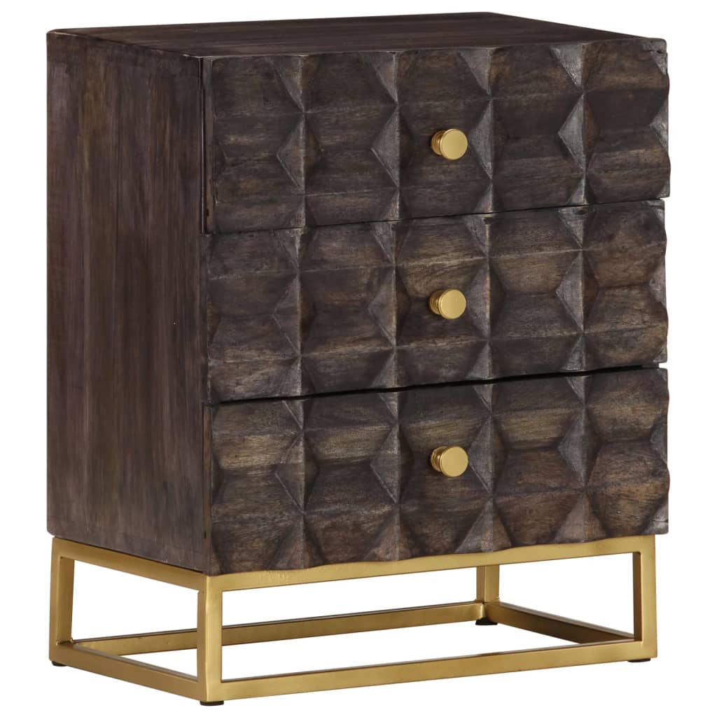 vidaXL Mesa de cabeceira 40x30x50 cm madeira de mangueira maciça preto