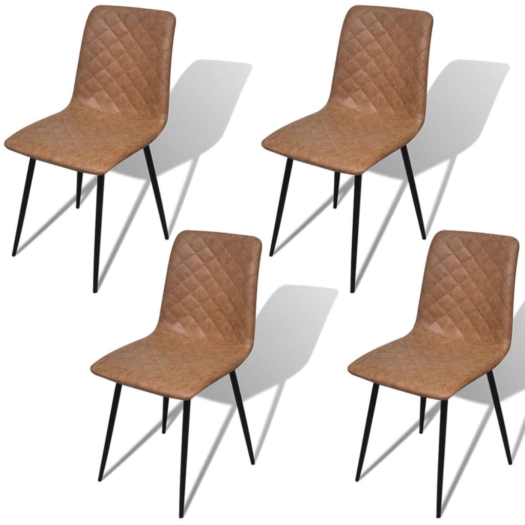 vidaXL Cadeiras de jantar 4 pcs couro artificial castanho