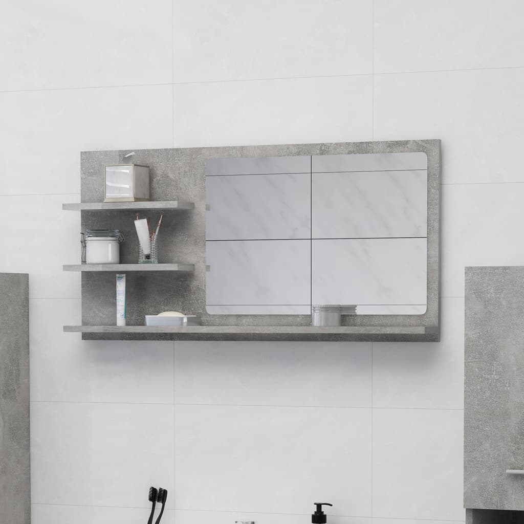 vidaXL Espelho casa de banho 90x10,5x45 cm contraplacado cinza cimento