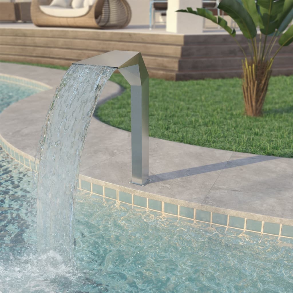 vidaXL Fonte para piscina aço inoxidável 50x30x90 cm prateado