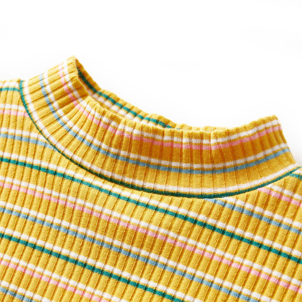 T-shirt manga comprida para criança de meia gola cor ocre 92