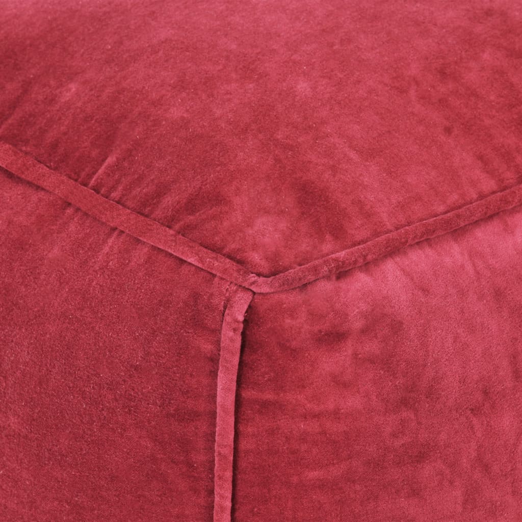 vidaXL Pufe em veludo de algodão 40x40x40 cm vermelho